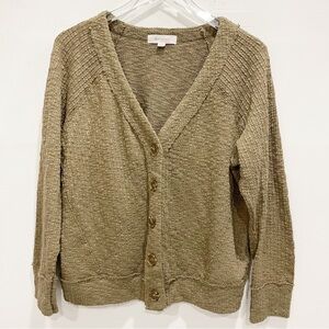 Two by Vince Camuto Large Button-Up Chunky Knit Cardigan Sweater in Green Large